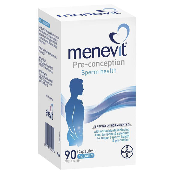 Menevit Male fertility 30 และ 90 แคปซูล วิตามินอาหารเสริมสำหรับคุณผู้ชาย เพื่อการเจริญพันธุ์ที่สมบูรณ์